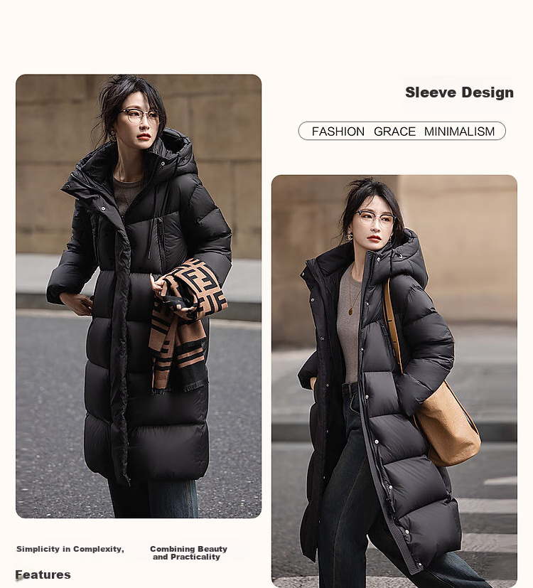 Dme [Qing Nuan Yun Duo Series] Winter Outdoor Hooded 90% Duck Down Thickened Over-Knee Long down Warm Coat 5