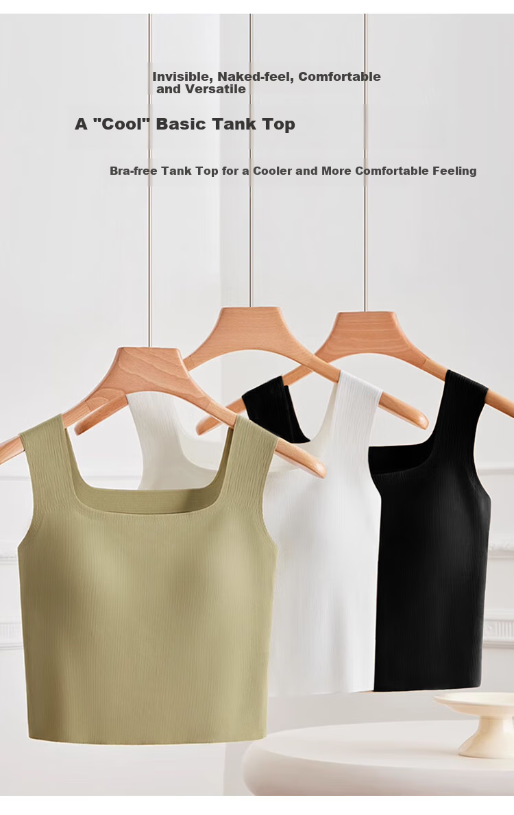 FitonTon Women's Camisole Tank Top with Built-In Bra Pads, Wear As Inner Or Outer Layer, Sports Undershirt, Sleeveless T-Shirt Top 1