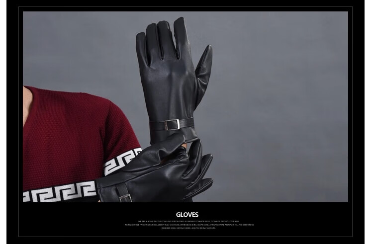 Adandyish Men's PU Full Palm 360° Touchscreen Gloves Autumn Winter Windproof Warm Cycling Gloves with Triple Rib Design 9