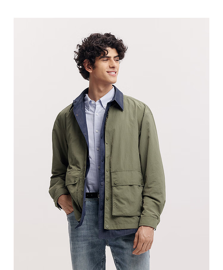 Semir Jacket for Men, Spring Outdoor Style, Faux Two-Piece Design, Lapel Collar, Double Side Pockets, Top 101125108112 3