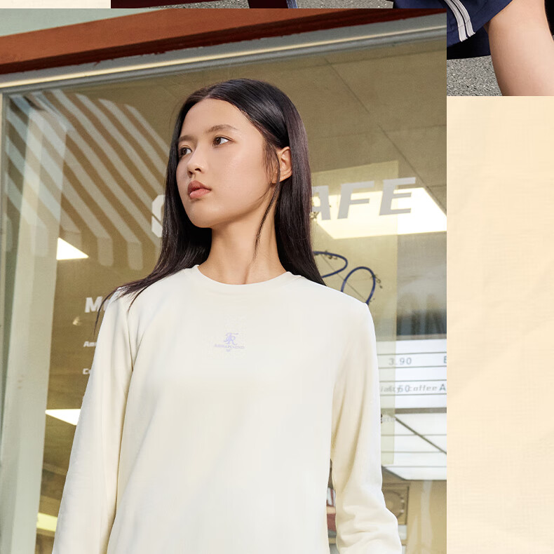 361° Women's Sweatshirt, Spring Fleece-Lined Jacket, Sports Casual Round Neck Long-Sleeve Pullover Top, 662344801D-2 18