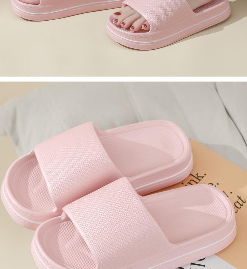 Huameijianbu Home Couple Slippers, Thickened, Non-Slip, Quiet, Macaron Style, for Men And Women, HM618, Shrimp Pink, Size 40-41 14