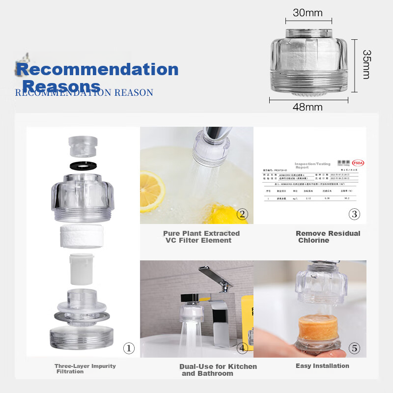 Aroma Sense Faucet Filter, Faucet Aerator, Water Purifier, VC Chlorine Removal, Anti-Splash, Pressure Boosting PR100