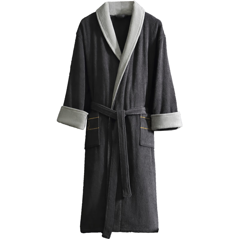 Canasin Five-Star Hotel Bathrobe, Unisex All-Cotton Towel Fabric Loungewear Bathrobe, Thickened Soft Absorbent, White