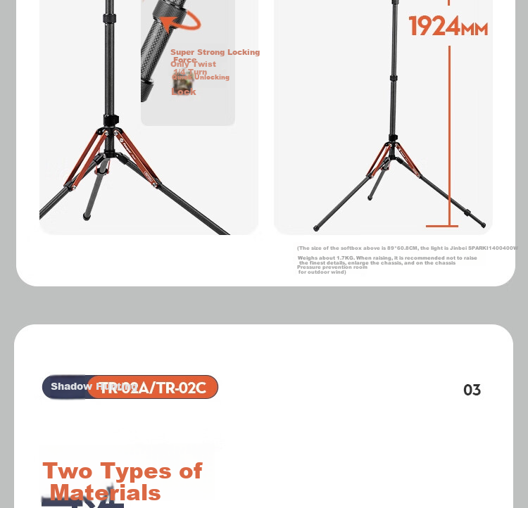 Fotopro TR-02A Portable Reverse Folding Aluminum Alloy Tripod, Photography Studio Stand, Photo LED Host Light Stand, Studio Light Tripod 9