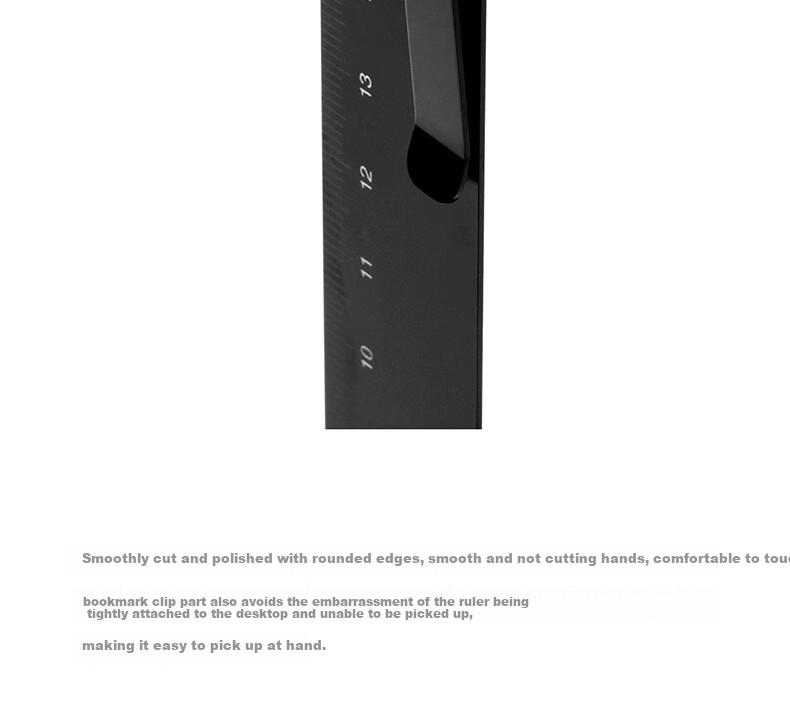 KACO Metal Bookmark Ruler, 15cm Multifunctional Straight Ruler, Office Supplies, Measuring And Drawing Ruler, Black, 1 Piece/bag, K1406, Stylish Design, Precise Scale, Rounded Edges, Back-To Seaso 5
