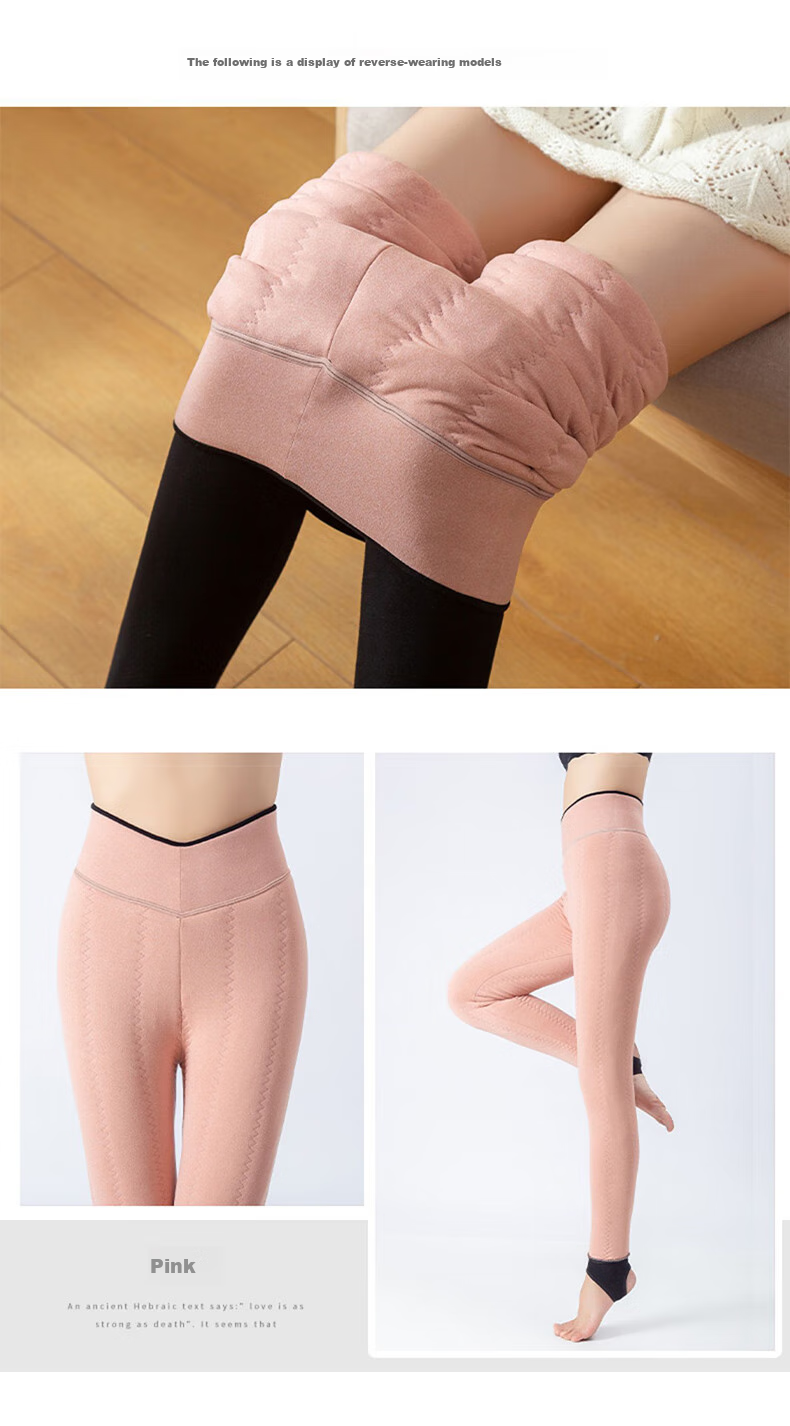 LangSha Women's Fleece-Lined Leggings with Silk Cotton, Thick Warm Pants for Outer Wear in Northeast China, Cold-Resistant Cotton Pants for Autumn And Winter 13