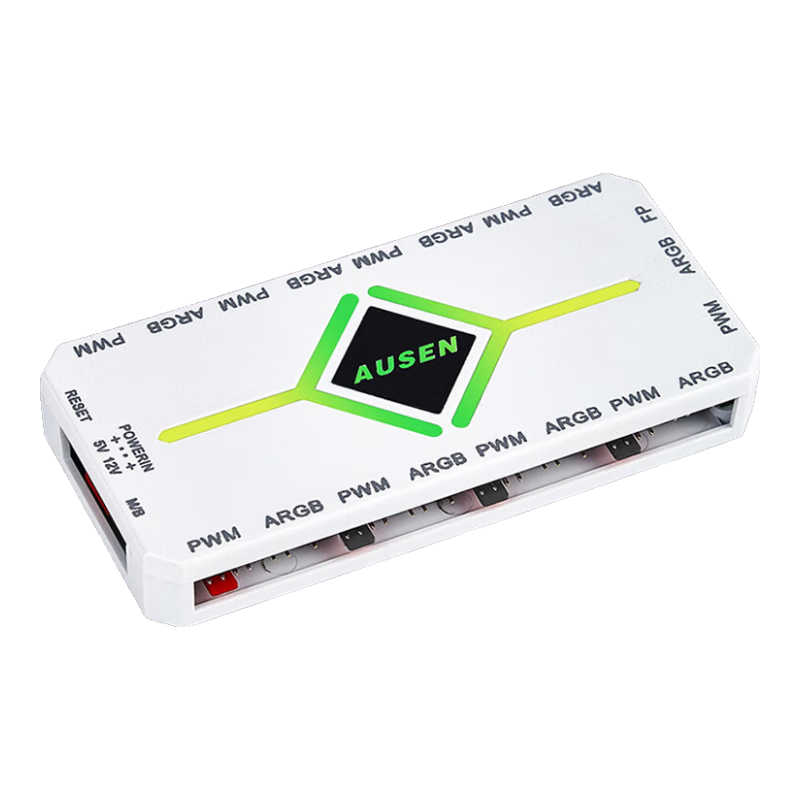 JPLAYER Ziyi Co-Branded Hub ARGB Synchronized 5V 3-Pin White 9-Port Controller (With Remote Control/PWM Temperature Control) JPS-232