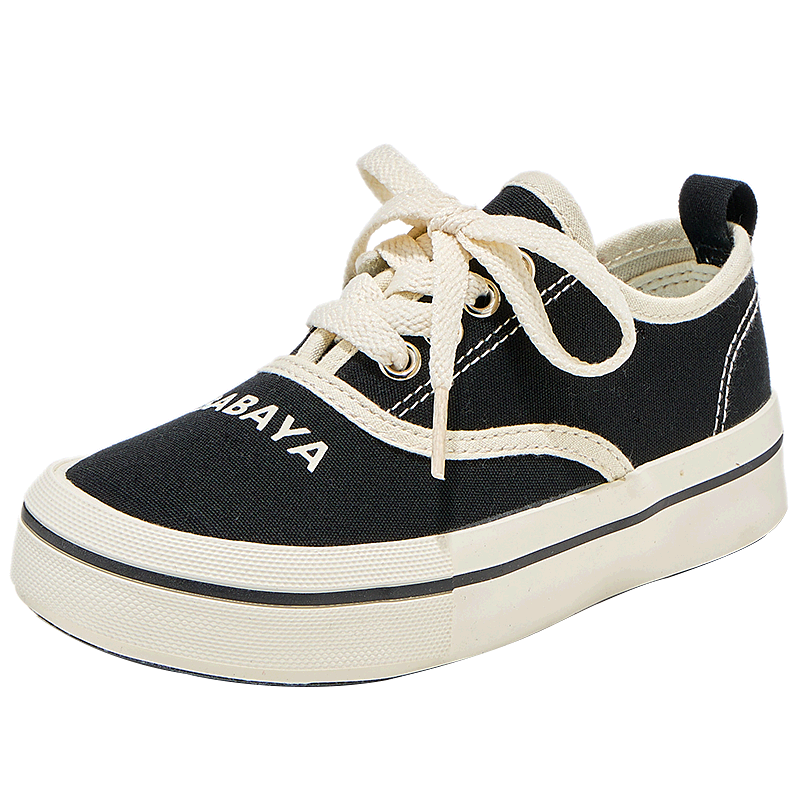Babaya Children's Canvas Shoes, 2026 New Style Girls' Shoes, Big Kids' Student Shoes, Spring Boys' Versatile Sneakers, Black, Size 26