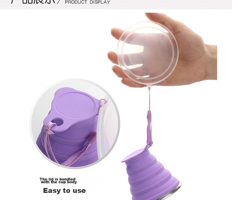 JAJALIN Travel Outdoor Folding Cup, Portable Extendable Handheld Cup, Silicone Large Capacity Water Bottle, Coffee Mug, Sports Mouthwash Cup 3