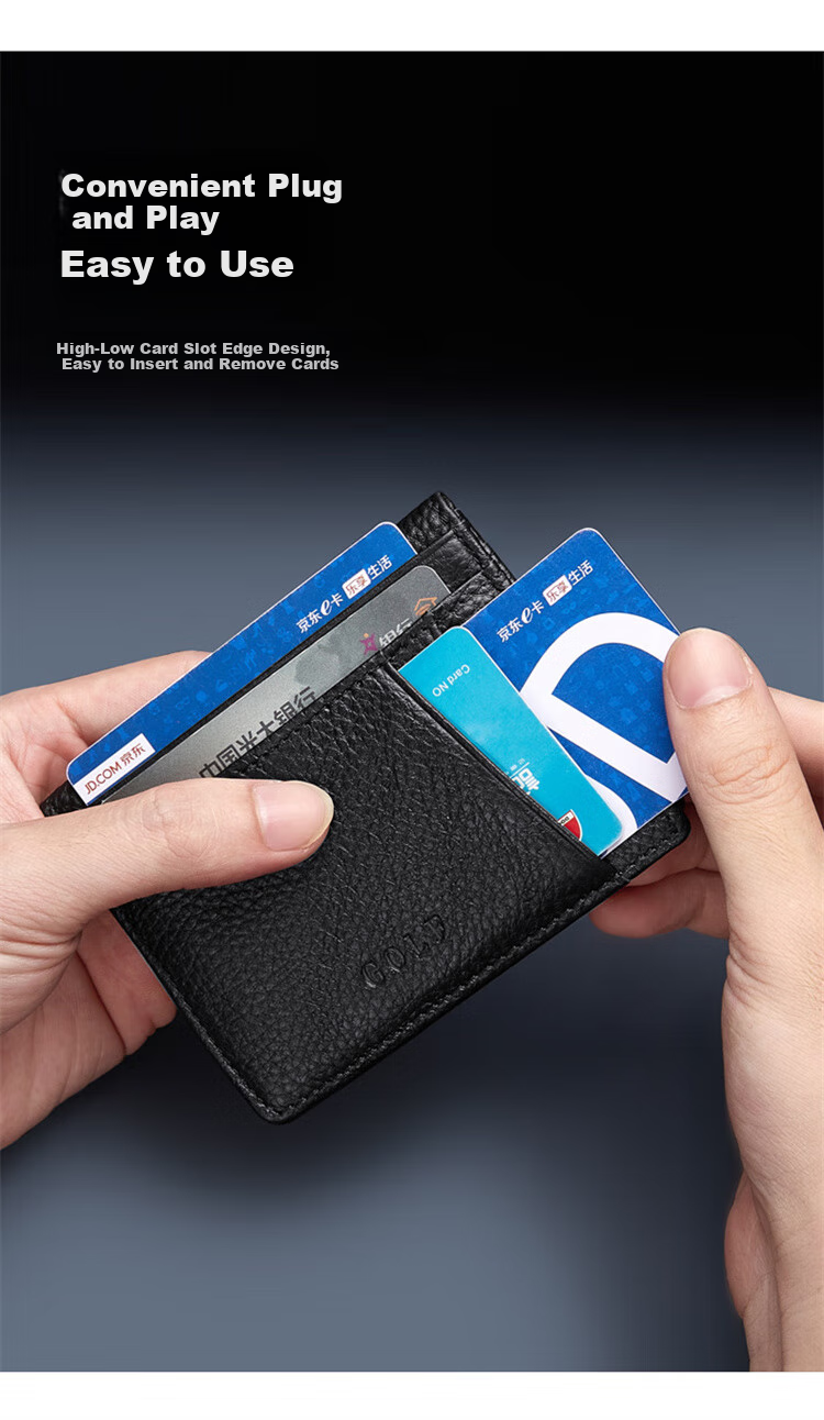 GOLF Card Holder, Men's Top-Grain Leather Driving License Holder, Multi-Card Slots for Women, Bank ID Card Holder, Ultra-Thin Card Sleeve 6