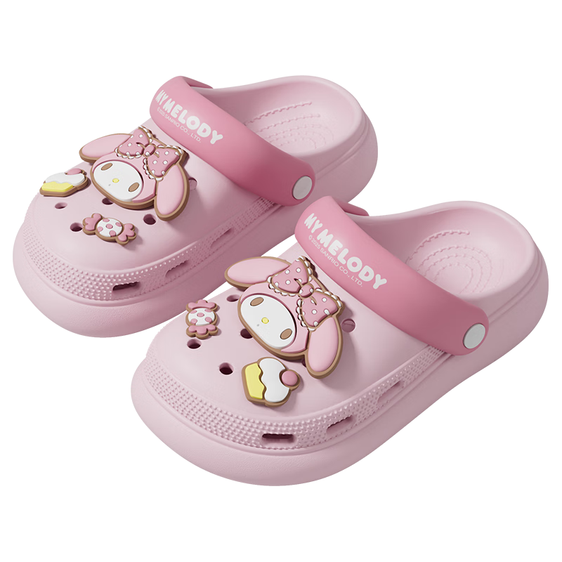 Zhubaba Children's Slippers for Girls 6-12 Years Old, Summer Indoor Home Use, Baby Girl Bath Non-Slip Sanrio Crocs-Style Shoes Pink Size 24