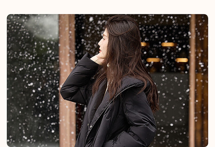 Dme [Winter Snow] Winter Hooded Loose 90% Duck Down Spring Yarn down Jacket for Women, Mid-Length Coat, Chocolate, M 3