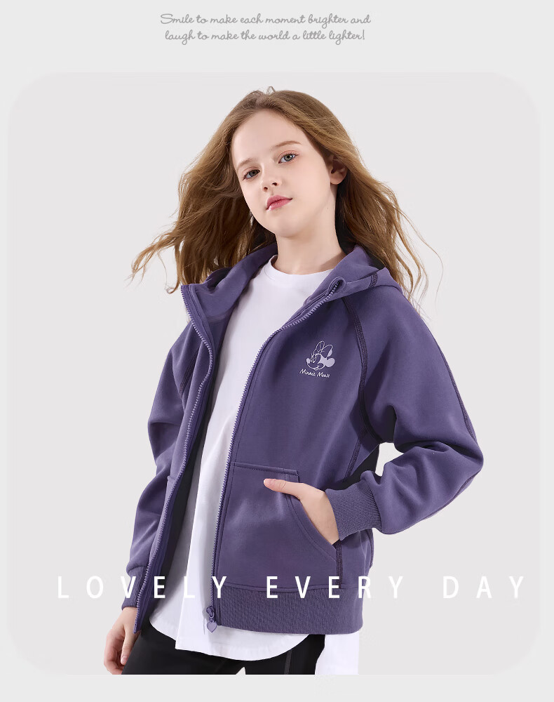 Disney Girls' Jacket, Spring And Autumn Children's Hooded Sweatshirt, Casual Sportswear for Older Kids, Clothing Item L2003, Dark Purple, Size 170 8