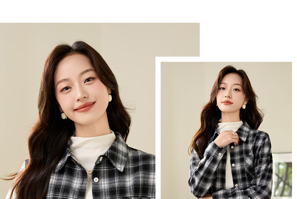 PinCai Women's Plaid Long Sleeve Shirt Spring Autumn Stylish Loose Vintage Versatile Blouse P143C2009 29