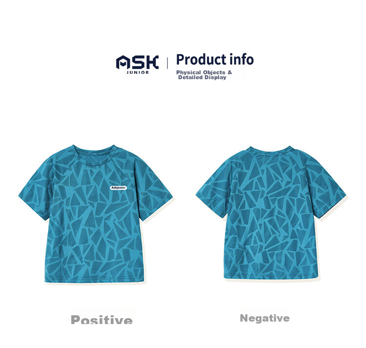 ASK JUNIOR Boys' Set, Summer 2025 Thin Short-Sleeve T-Shirt, Children's Shorts, Quick-Dry Running Outfit, Navy Blue, Size 120 4