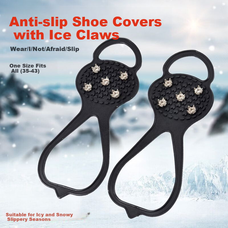 Andatong Ice Claw Non-Slip Shoe Covers, Outdoor Hiking Cleats, Snow Anti-Slip Shoe Covers, Snow Claws [Basic 5 Teeth] Size 34-40