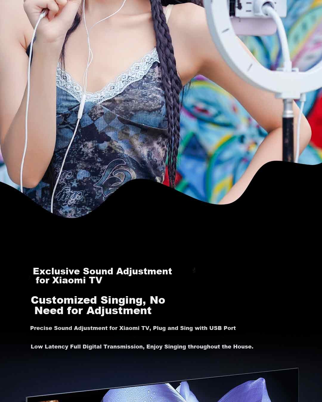 Chunmai Wireless Mobile Phone Microphone for Live Streaming Karaoke, Sound Card Recording Equipment, Pink Sweet Cone 15