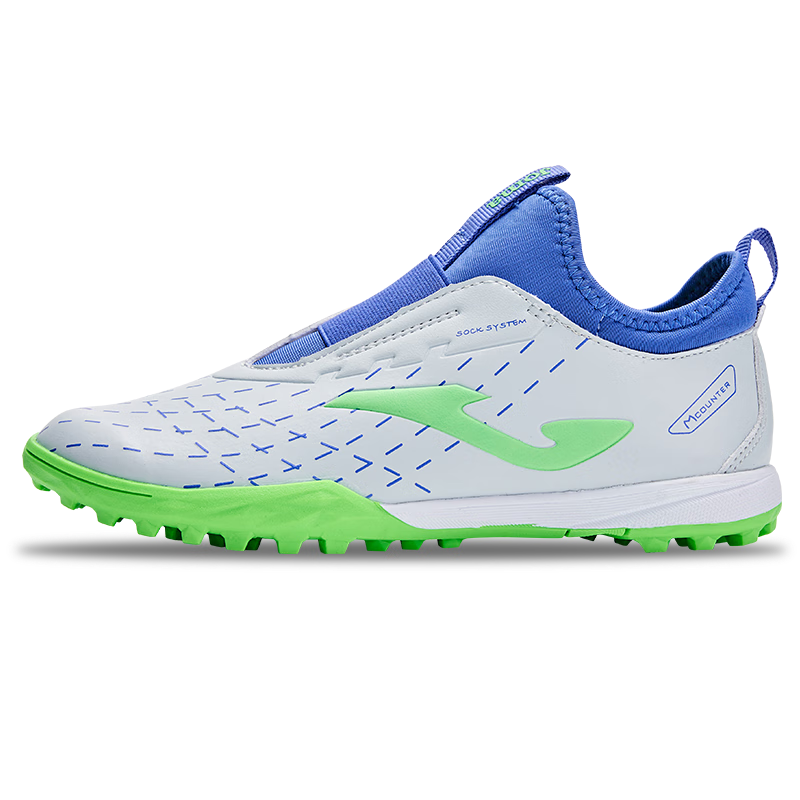 JOMA Children's Soccer Shoes, TF Turf Studs, Non-Slip, Wear-Resistant, for Youth And Students, Professional Competition And Training Shoes, Gray And Blue, Size 34
