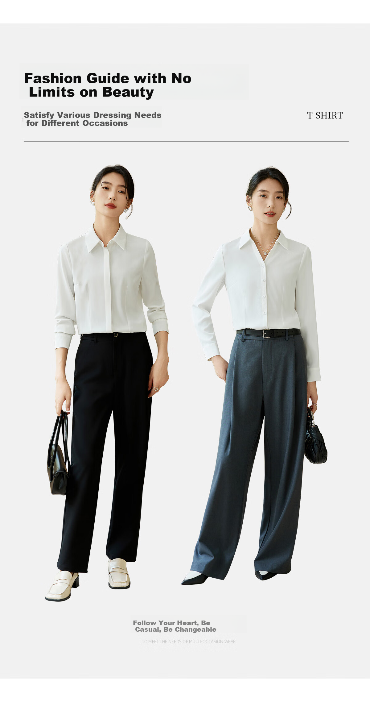 Chushen Spring And Autumn Long-Sleeve Shirt for Women, V-Neck Collar, Casual Versatile Commuter Professional White Blouse S143C2049 M Size 10