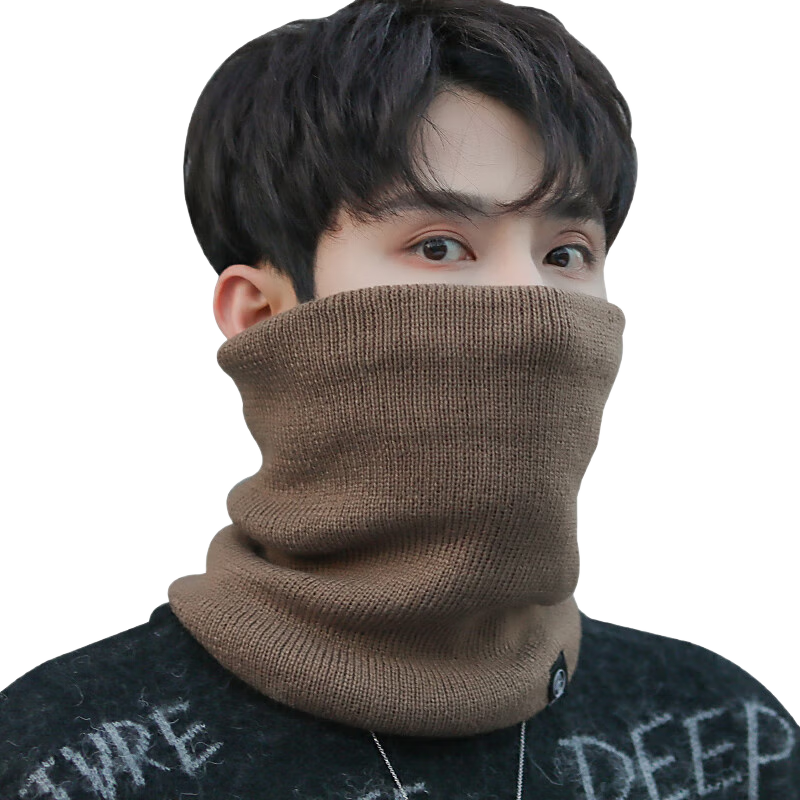 BWNK Neck Warmer for Men And Women, Autumn And Winter Warm Fleece-Lined Thick Knitted Hat, Outdoor Cycling Cold Protection Neck Gaiter, Black