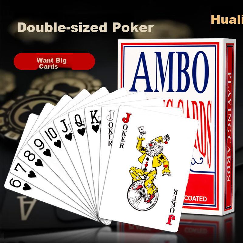 Huasheng 2x Large Playing Cards, Big Guandan Poker Cards, Double-Sized Creative Poker Props for Table Games