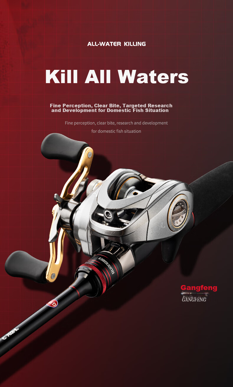 GW Fishing Rod Set, M2.1 Meter Gun Handle with Biaofeng Left-Hand Water Drop Reel, Versatile Long-Distance Casting for Topmouth Culter 11
