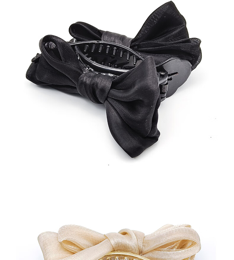 Jiaoxuefei Double-Sided Bow Bun Hair Claw Clip Luxury Hair Tie Hair Accessory Shark Clip High Ponytail Hairpin Back of Head Clip 3