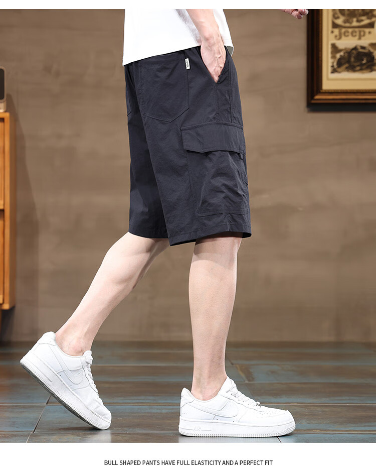 JEEP High-End Ice Silk Cargo Shorts for Men, 2026 Summer Loose Casual Pants, Quick-Dry Mid-Length Shorts for Me 13