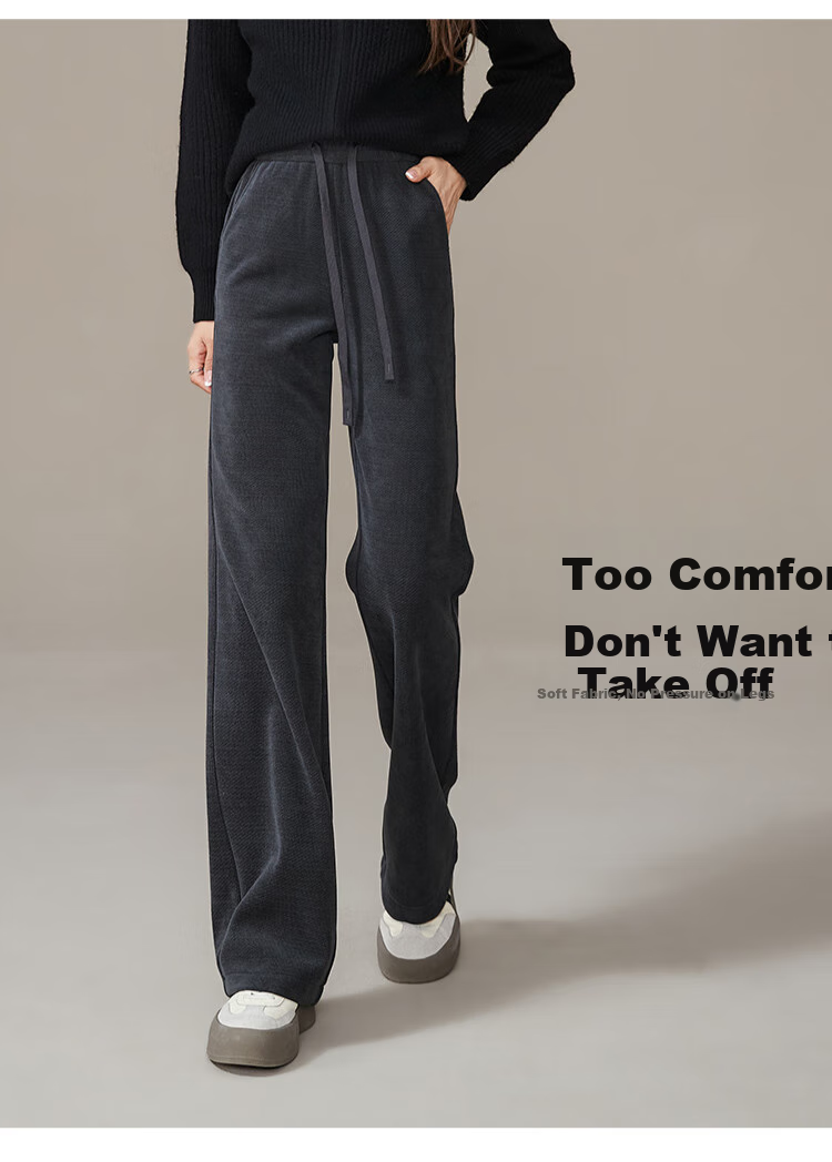 ESE-Y Fleece-Lined Slim Straight Pants for Women, High-Waisted Slimming Autumn And Winter Thick Long Trousers, Black, Size 26 (One Chi Nine) 5
