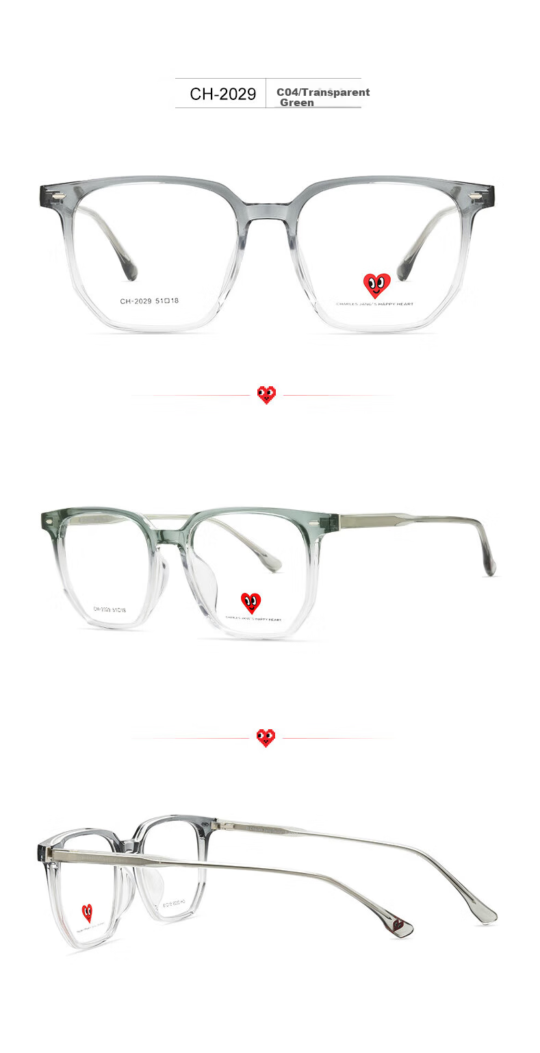Chaersitaoxin Gradient-Colored Glasses Frame with Anti-Blue Light Lenses, Unisex Large Frame CH2029 for Myopia Correctio 12