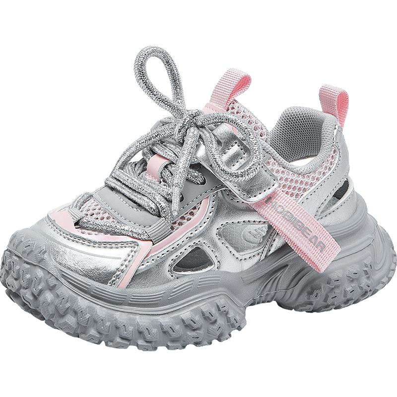 HOBIBEAR Kids Sandals Summer Lightweight Breathable Running Shoes for Boys and Girls 3021 Silver Size 35