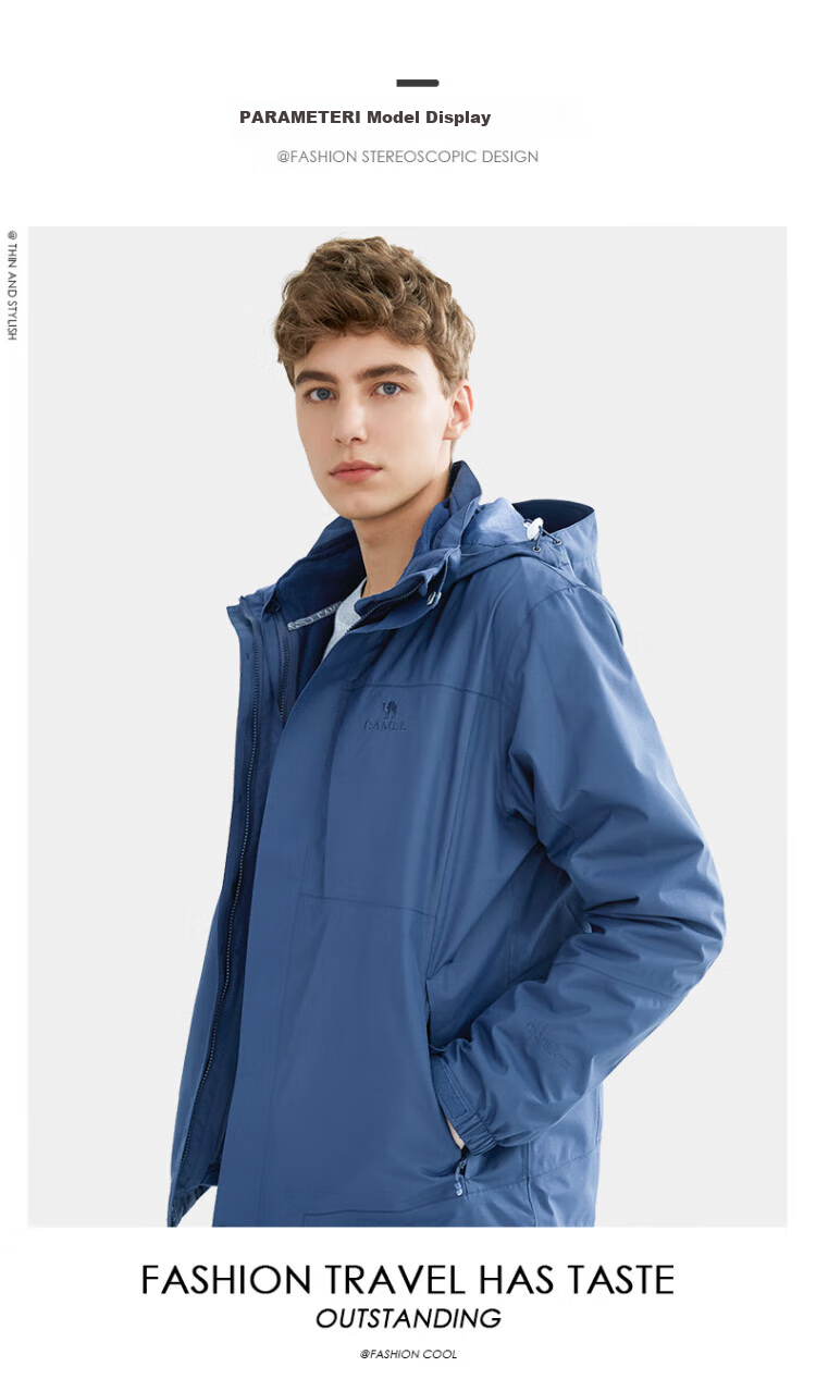 CAMEL Windbreaker Jacket for Men And Women, Three-In Detachable Two-Piece Set, Outdoor Heavy Rain-Proof Waterproof Windproof Mountaineering Suit 14