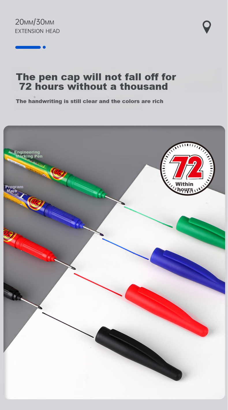 BAOKE MP2935 Long-Head Engineering Marker Pen, Oil-Based Multi-Purpose, 30mm Long Tip, Fine-Tip Marker Pen, Green, 12 Pcs/box 5