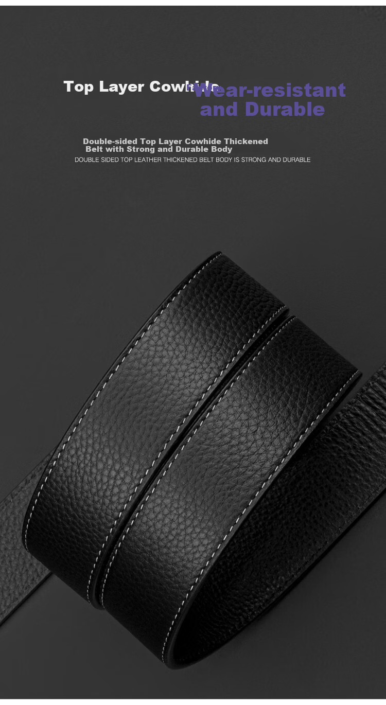 COW Men's Automatic Buckle Genuine Leather Casual Top-Grain Cowhide Belt, Gift Box for Boyfriend Or Father, 998 Black 6