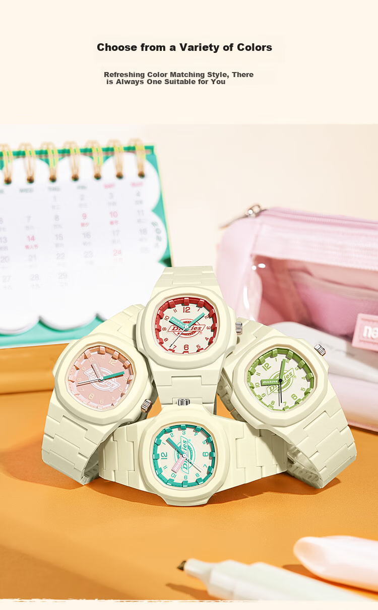 Dickies Student Watch Exam Watch for Girls, Simple Children's Silent Quartz Watch, Qixi Festival Gift for Girlfriend, CL-613 Pink 7