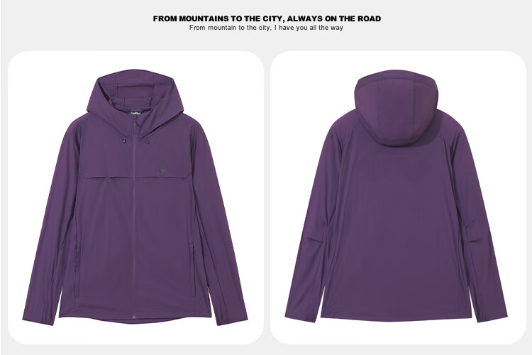 Pioneer Camp Zhuque Sun Protection Jacket for Women, Summer Outdoor Breathable UV-Resistant Hooded Original Yarn Sun Protection Clothing, Lightweight Outer Coat 25