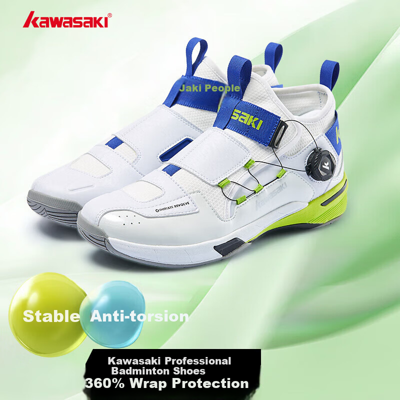 Kawasaki Badminton Shoes, Wear-Resistant Button Laces, Men's And Women's Sports Training Shoes, Chuanyue 2.0, Blue-Green, Size 44
