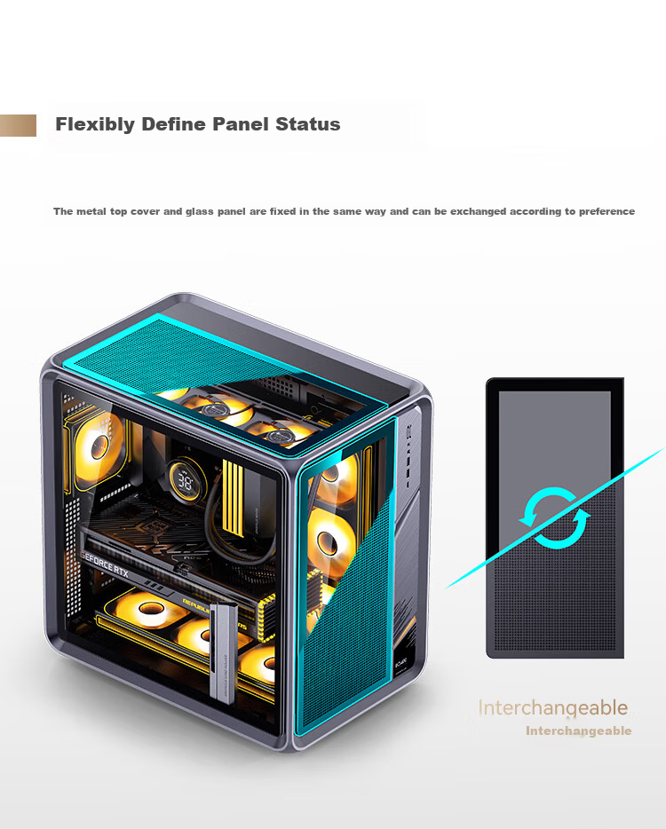 JONSBO BO400 ATX Aluminum Seaside Case (E-Sports Gaming, 360mm Water Cooling, 5V ARGB Lighting Effects, 10 Fan Positions, Aluminum Alloy GPU Bracket, ATX Power Supply Position) 3