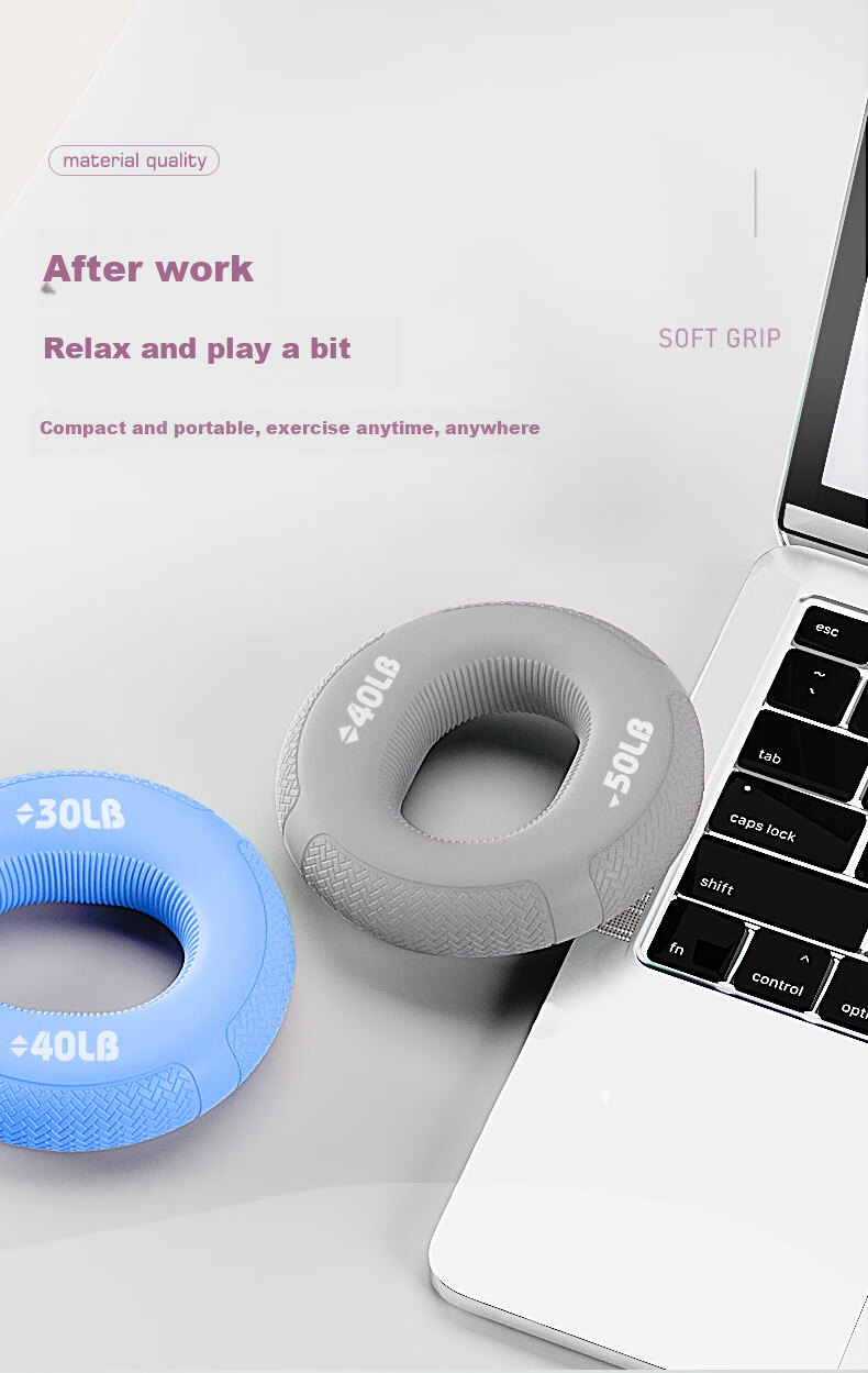 ANTA Hand Grip Strengthener Silicone Hand Ring Finger Rehabilitation Training Hand Strength Fitness Arm Exercise Portable for Men And Women, Gray 6