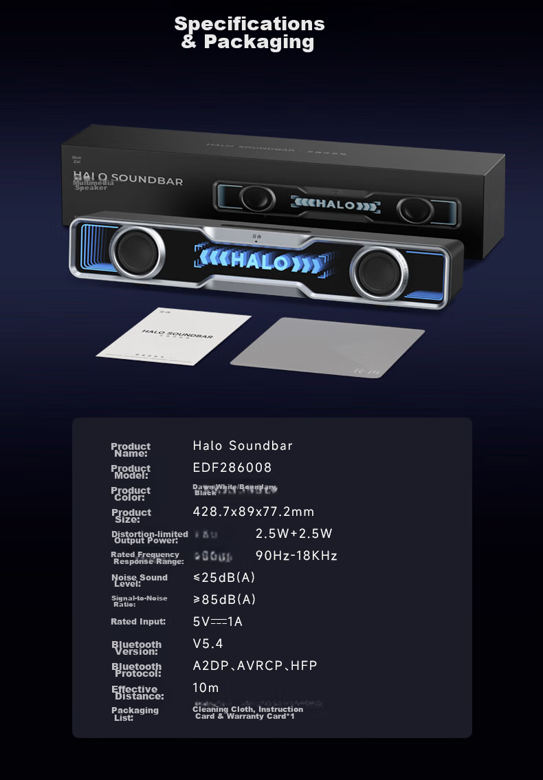 EDIFIER Halo SoundBar Desktop Bluetooth Speaker, High-Fidelity Computer Gaming Speaker, RGB Lighting Effects, Dawn White 16