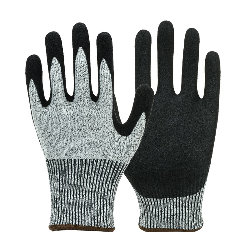 Yuanmian HPPE Level 5 Cut-Resistant Gloves, Protective Work Gloves, Thickened Wear-Resistant Anti-Cut Anti-Puncture Construction Site Gloves, Level 5 Latex Wrinkle Gloves [1 Pair] 2