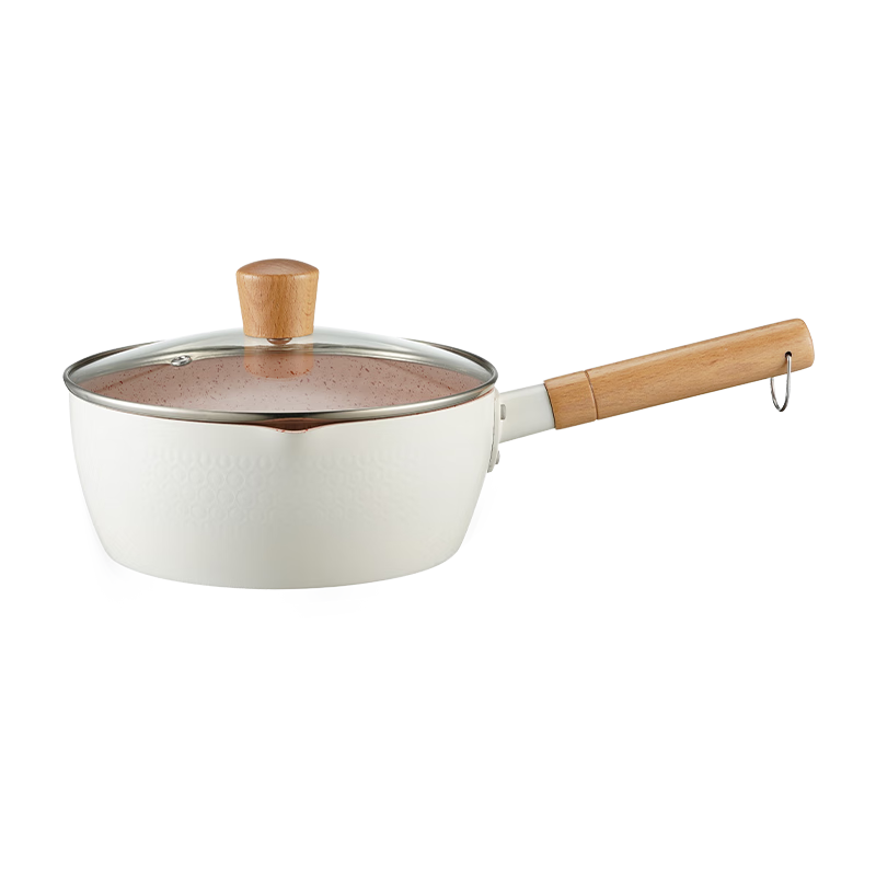 JD Original Strawberry White Chocolate Small Milk Pot, Noodle Soup Pot, Maifanshi Color Non-Stick Snow Flat Pot Steaming Cooking Baby Food Pot 20cm