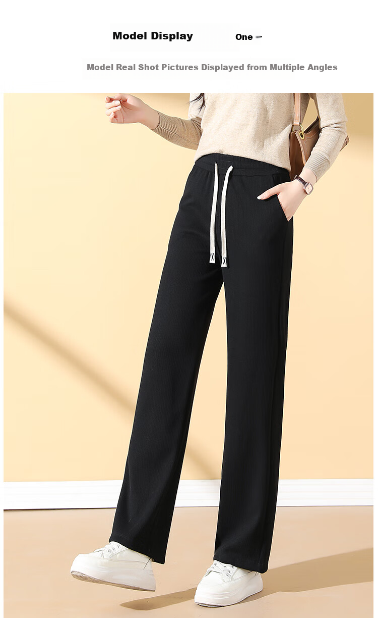 Meishi Women's Casual Pants Autumn Winter Fleece Lined Thickened Loose Straight Leg Wide Leg Trousers New 8317H Wheat 4XL 12