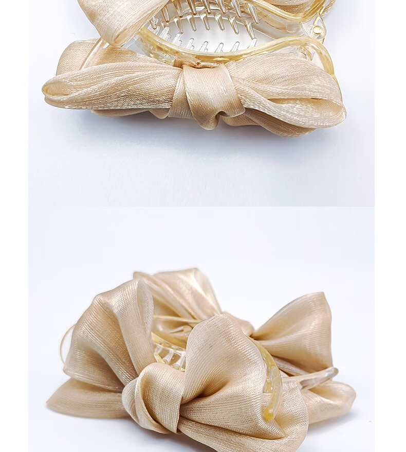 Jiaoxuefei Double-Sided Bow Bun Hair Claw Clip Luxury Hair Tie Hair Accessory Shark Clip High Ponytail Hairpin Back of Head Clip 4
