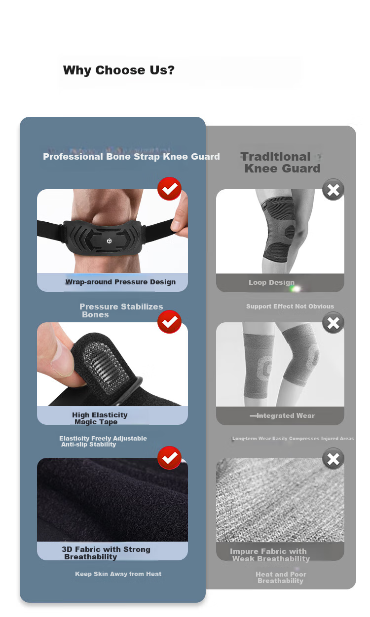 JD Original Leather Patellar Strap, One Pair, Sports Meniscus Knee Brace, Running Jump Rope Knee Protector, Hiking Badminton Knee Guard 4