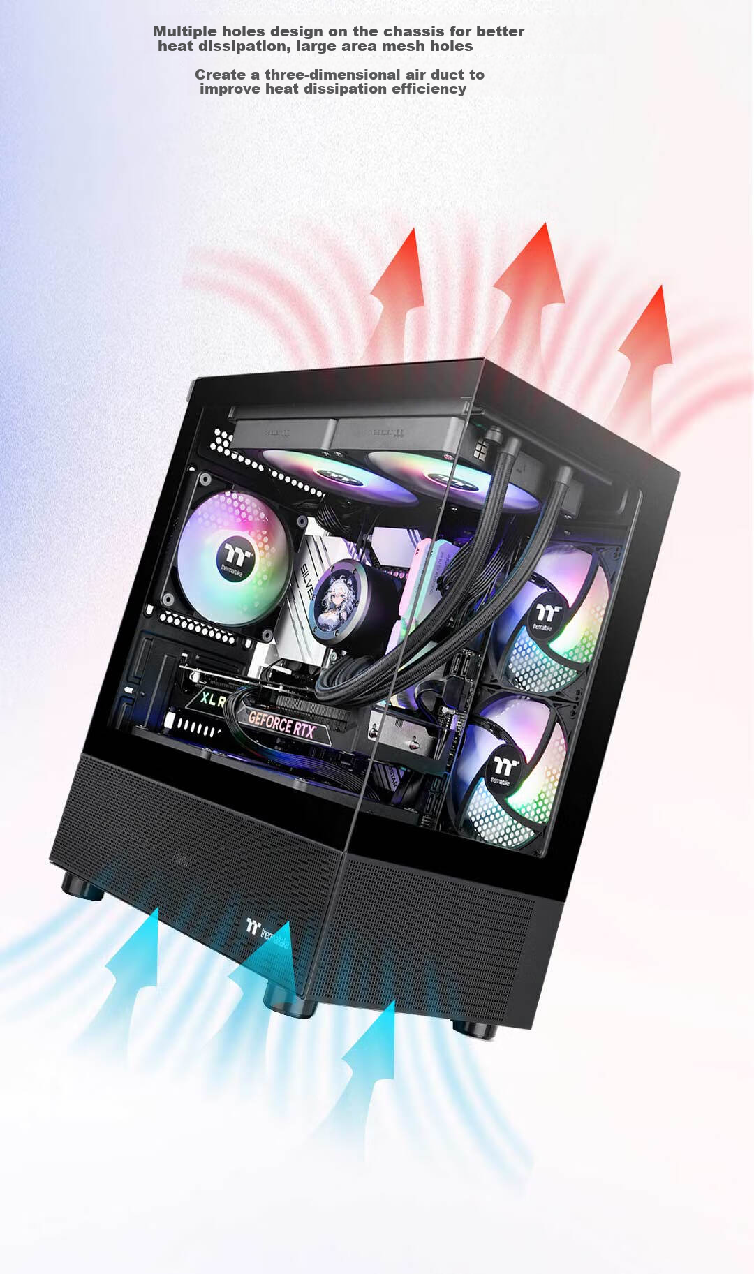 Thermaltake (Tt) Steel Shadow Transparent S240 Panoramic Case Computer Tower Black (M-ATX Motherboard / Supports 240mm Water Cooling / 270° Panoramic View / 7 Fan Positions / Supports 4080 Graphics Card) 5