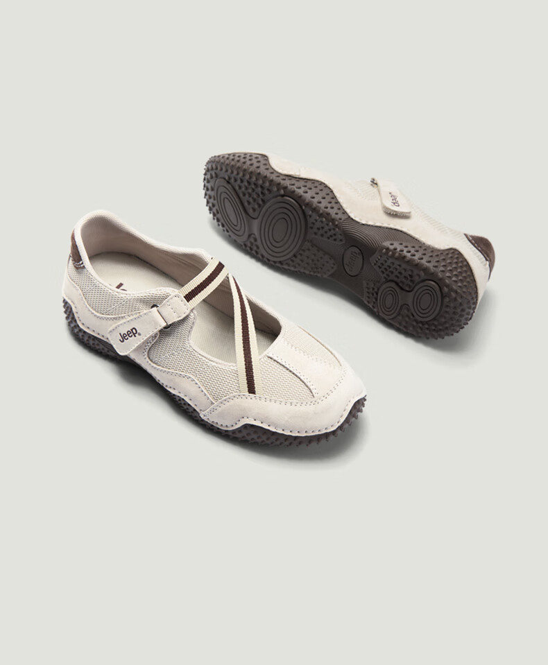 Jeep French Mary Jane Shoes for Women, Spring And Autumn Retro Casual Leather Shoes, Non-Slip Shallow Mouth Flat Single Shoes, Gray, Size 40 10
