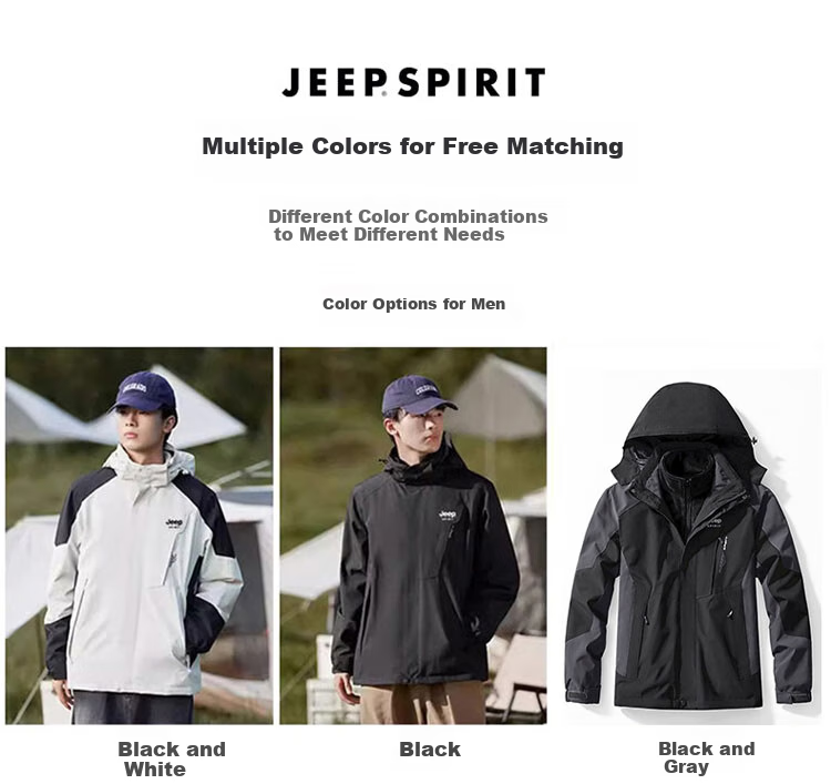 JEEP SPIRIT Men's Spring Jacket, Windproof Coat for Men And Women, Black, Size L 4