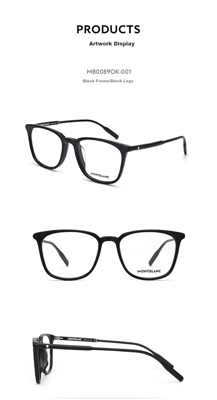 MONTBLANC Optical Glasses for Men And Women, Elegant Face-Slimming Effect, Black Square Frame, Professional Prescription Glasses, Gift MB0089OK-001 5
